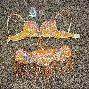 Belly dancer Winx fairy outfit show girl costume sparkly bra set